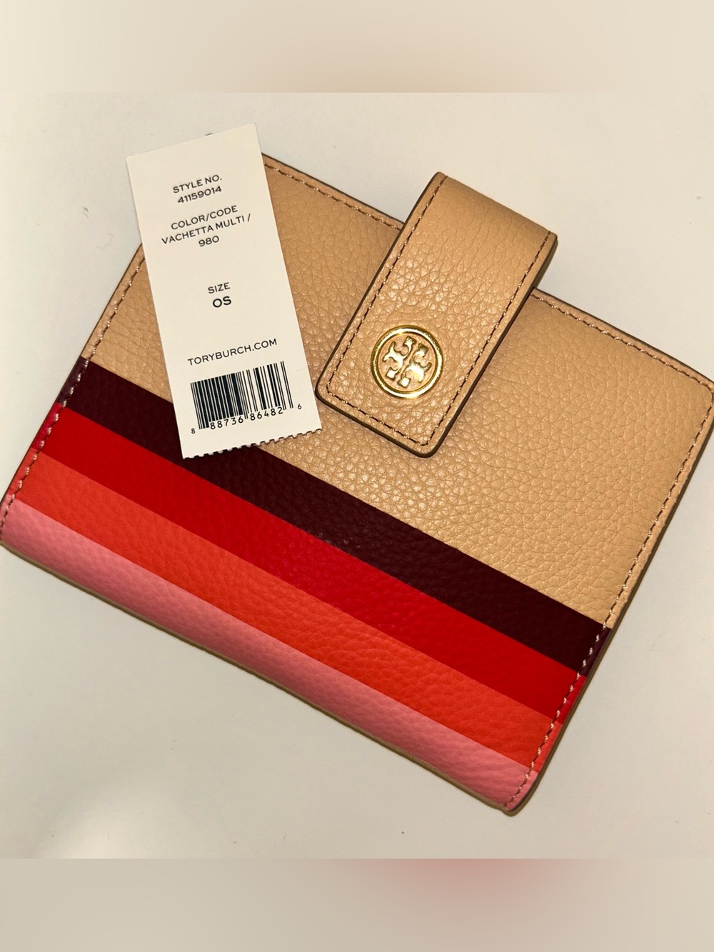 TORY BURCH Beige Pebbled Leather Wallet  (NEW)